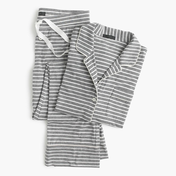 J. Crew Other - J Crew Dreamy Cotton Pajama Set in Gray Stripe SzM